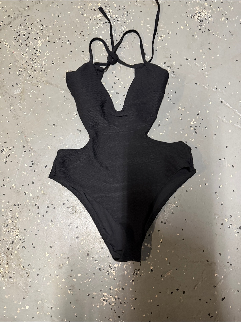 Victoria's Secret Black Cutout Halter One-Piece Swimsuit